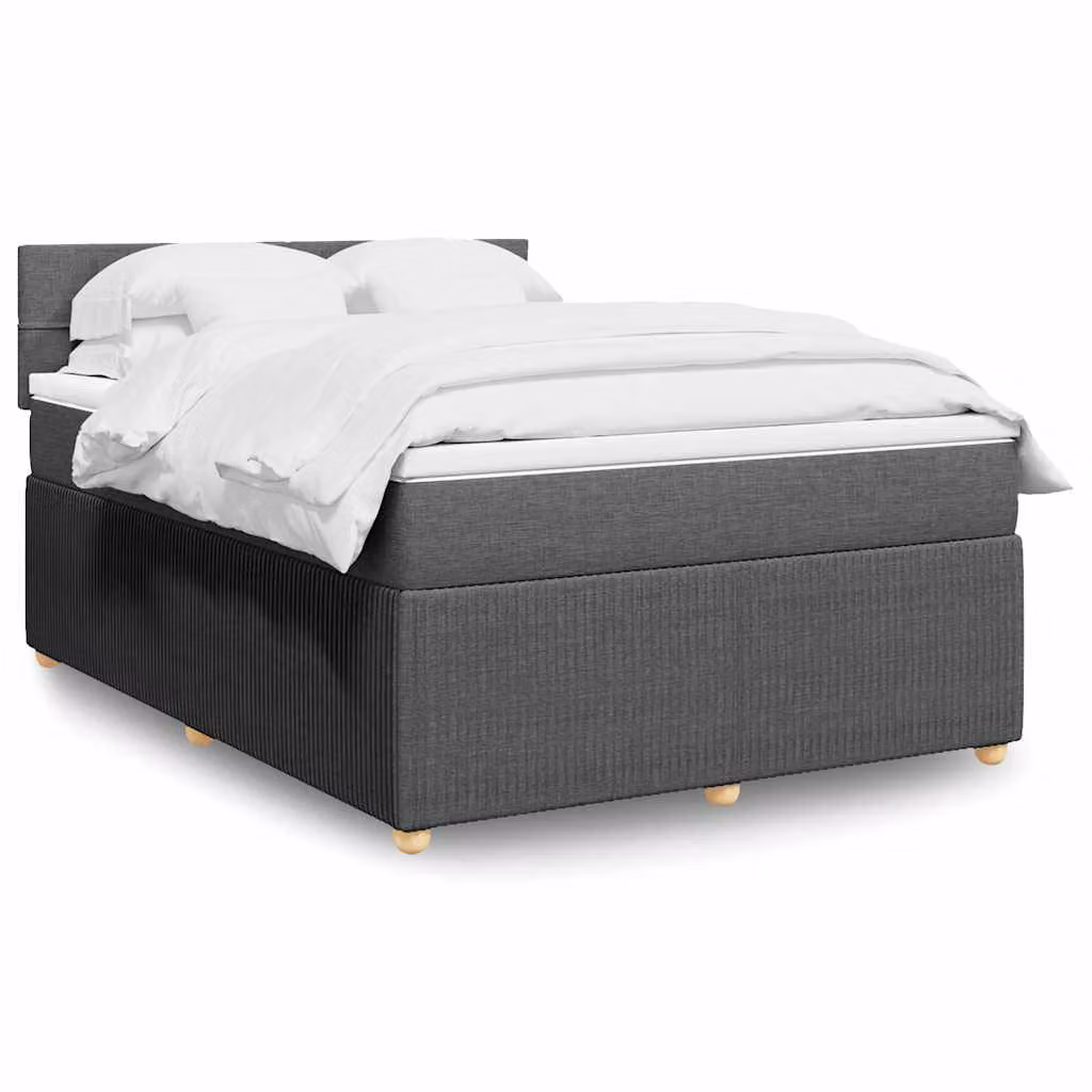 vidaXL Giroletto a Molle con Materasso Ibrido in Tessuto Grigio e Bianco L/P/H: 200 x 140 x 25 cm