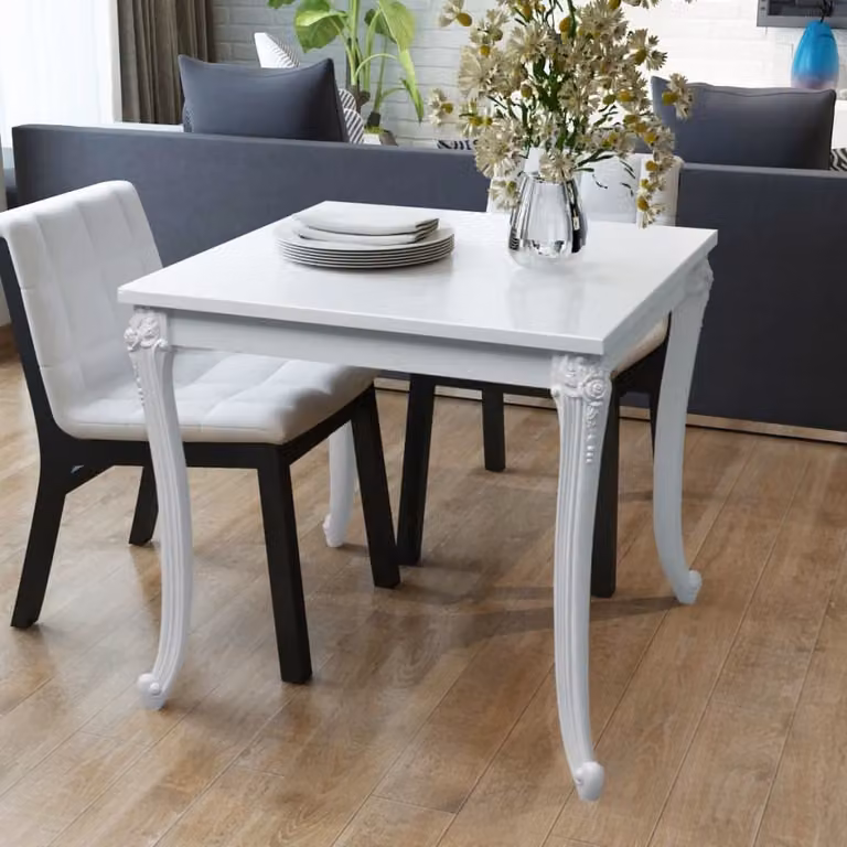 The Living Store Tavolo da pranzo 80x80x76 cm bianco lucido