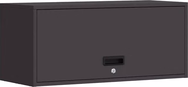 Armadio a muro moderno HELLOSHOP26 in stile industriale nero opaco con ante a battente e serratura, L: 80 cm, P: 33 cm, H: 35 cm
