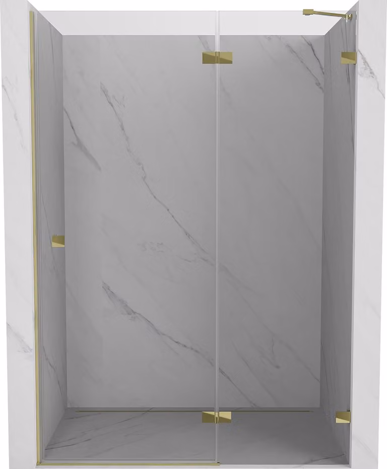 Mexen Lunar porta doccia a battente destra 140 cm, trasparente, oro - 834-140-000-50-00-P