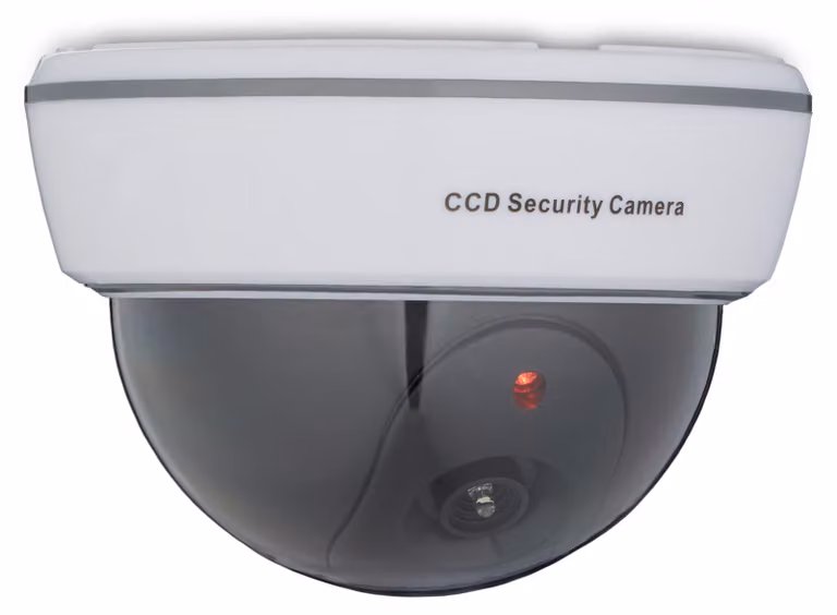 2 telecamere finte, LED lampeggiante, per interni ed esterni, deterrente antifurto, telecamera di sorveglianza finta, bianca
