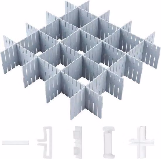 Allecto Premium - Organizzatore per cassetti 16 pezzi regolabile per cassetti e scrivania - Blu