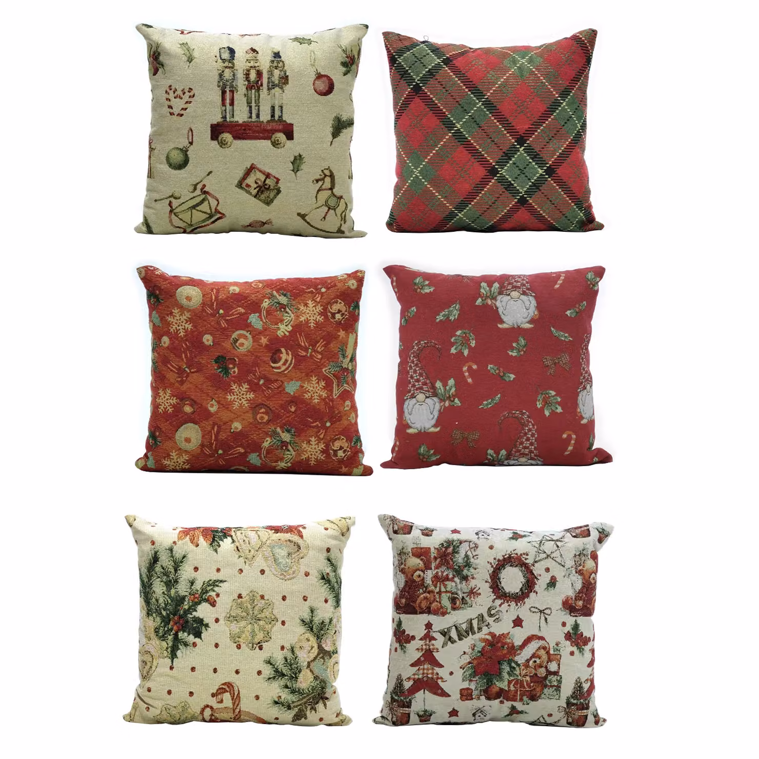 Cuscino Natalizio Gobelin Rosso VESTIAMO CASA L/P: 52 x 52 cm – 1