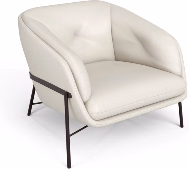 Poltrona moderna in pelle ROYAL 2337 Design Mania con struttura in legno massello e braccioli, disponibile nei colori beige, bronzo o bianco – 1