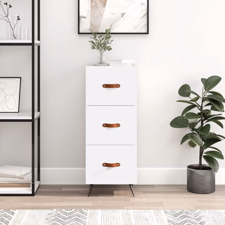 Credenza bianca moderna vidaXL a parete in legno e metallo L: 34,5 cm, P: 34 cm, H: 90 cm