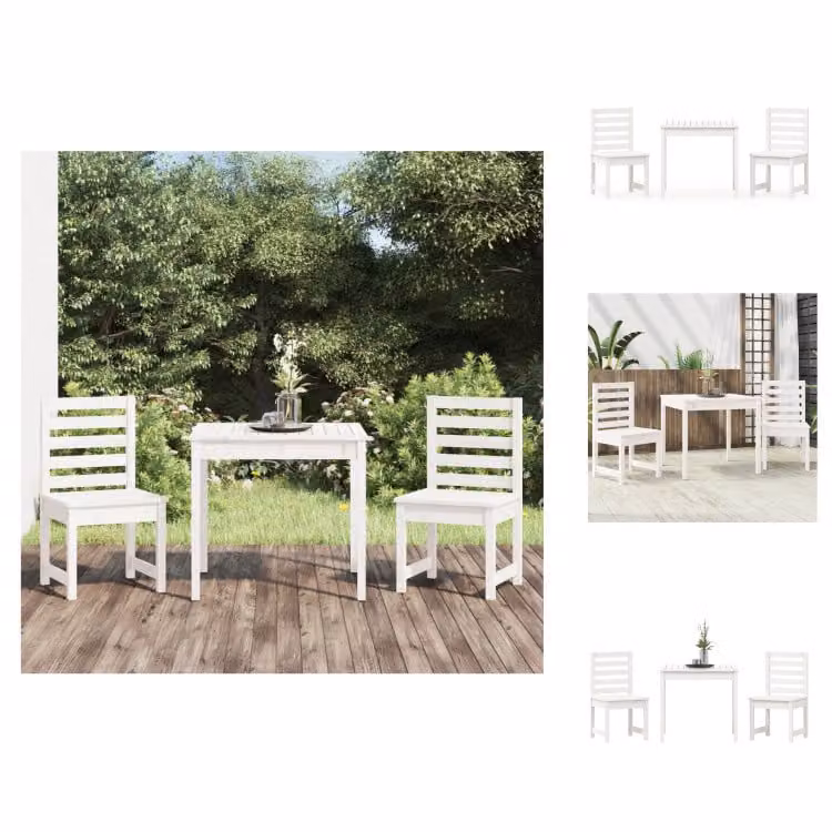 vidaXL Set bistrot da giardino 3 pezzi in pino massiccio bianco - Set di mobili da giardino