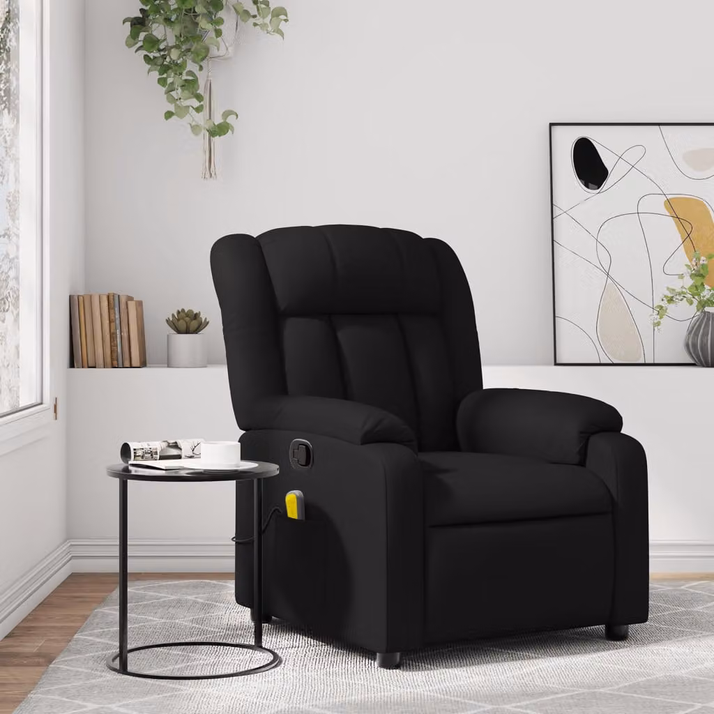 vidaXL Poltrona reclinabile relax in similpelle nera con braccioli