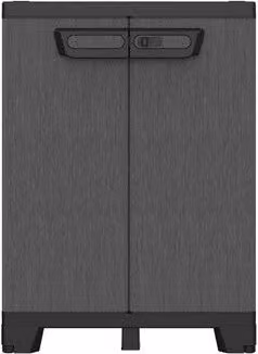 Armadio Terry Store-Age con 2 ante e serratura, colore ardesia grigio e nero, L: 68 cm, P: 39 cm, H: 93,5 cm