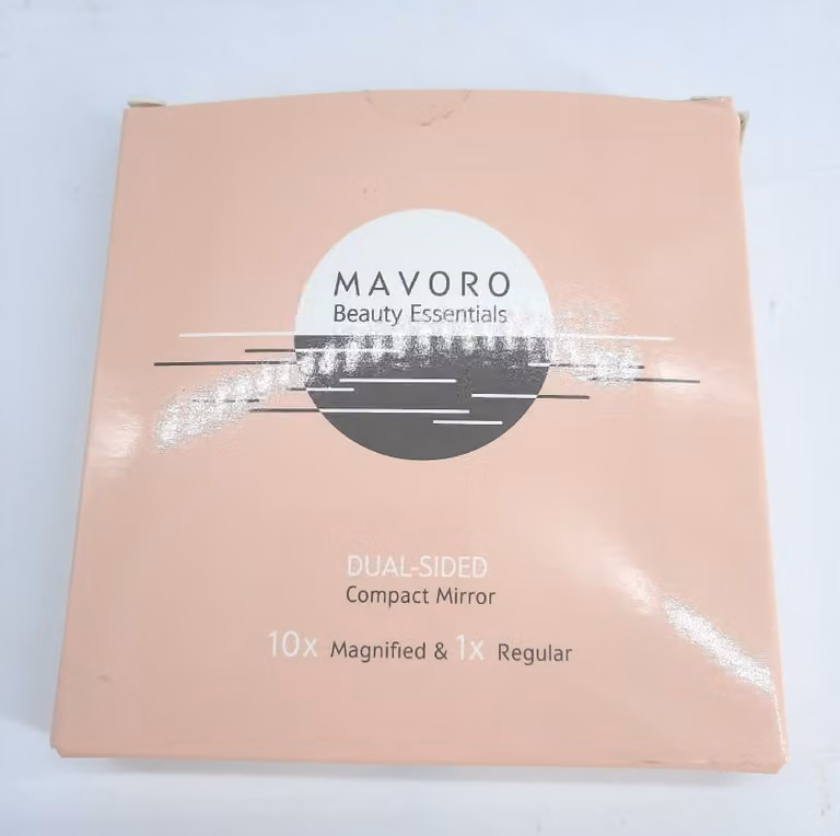Mavoro specchio tascabile con ingrandimento, 1X / 10X - specchio per il trucco compatto, pieghevole, grande specchio cosmetico da 10 cm, specchio da viaggio per i cosmetici in viaggio (rosa)