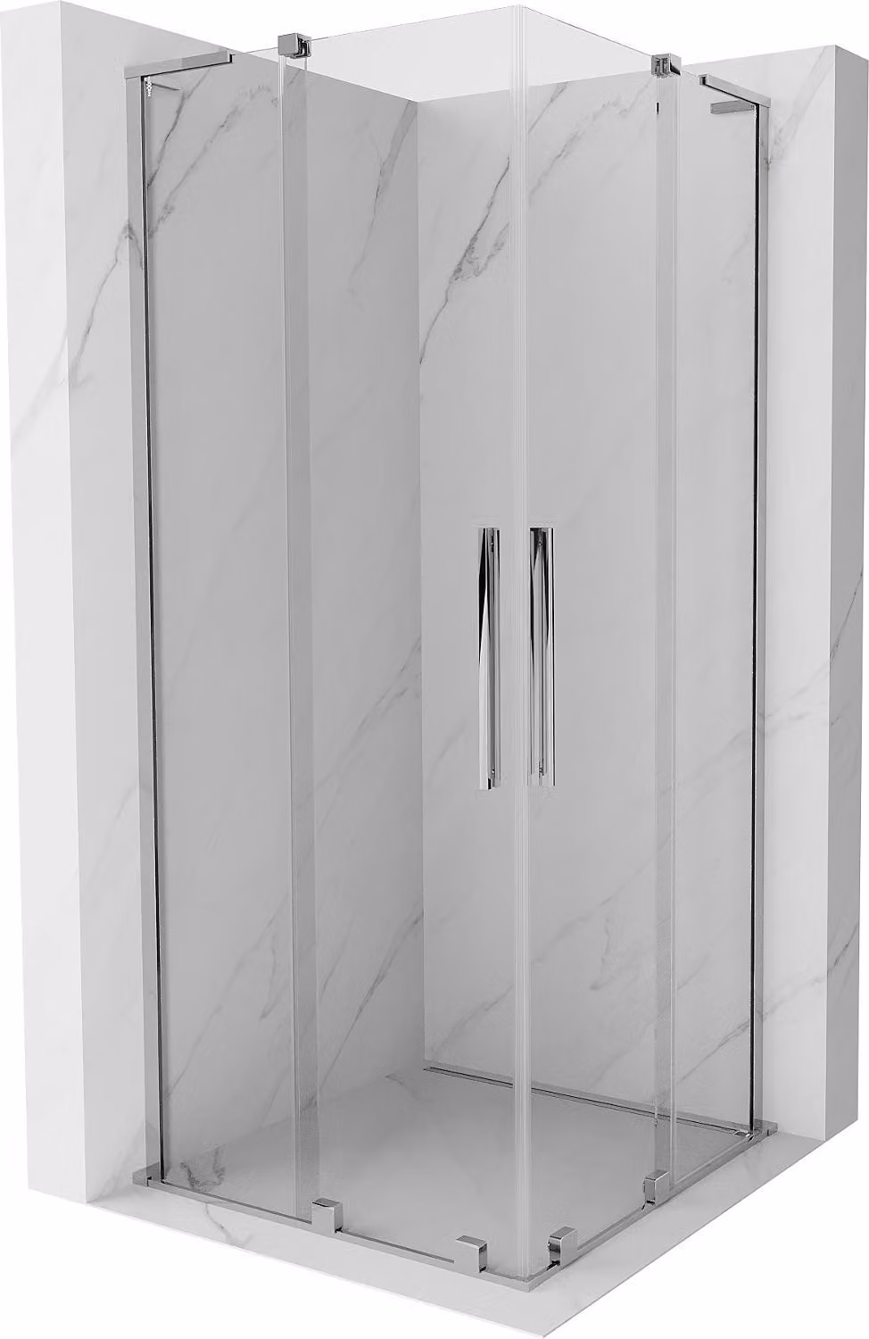 Mexen Velar L Duo cabina doccia scorrevole 80 x 80 cm, trasparente, cromo - 871-080-080-02-03-01