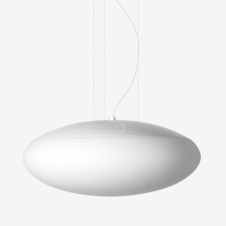 Apparecchio a sospensione Daphne ZL in bianco con pendente, Variante: Ø 450 x 200 x 2000 mm, E27, 2 x 75 W, bianco