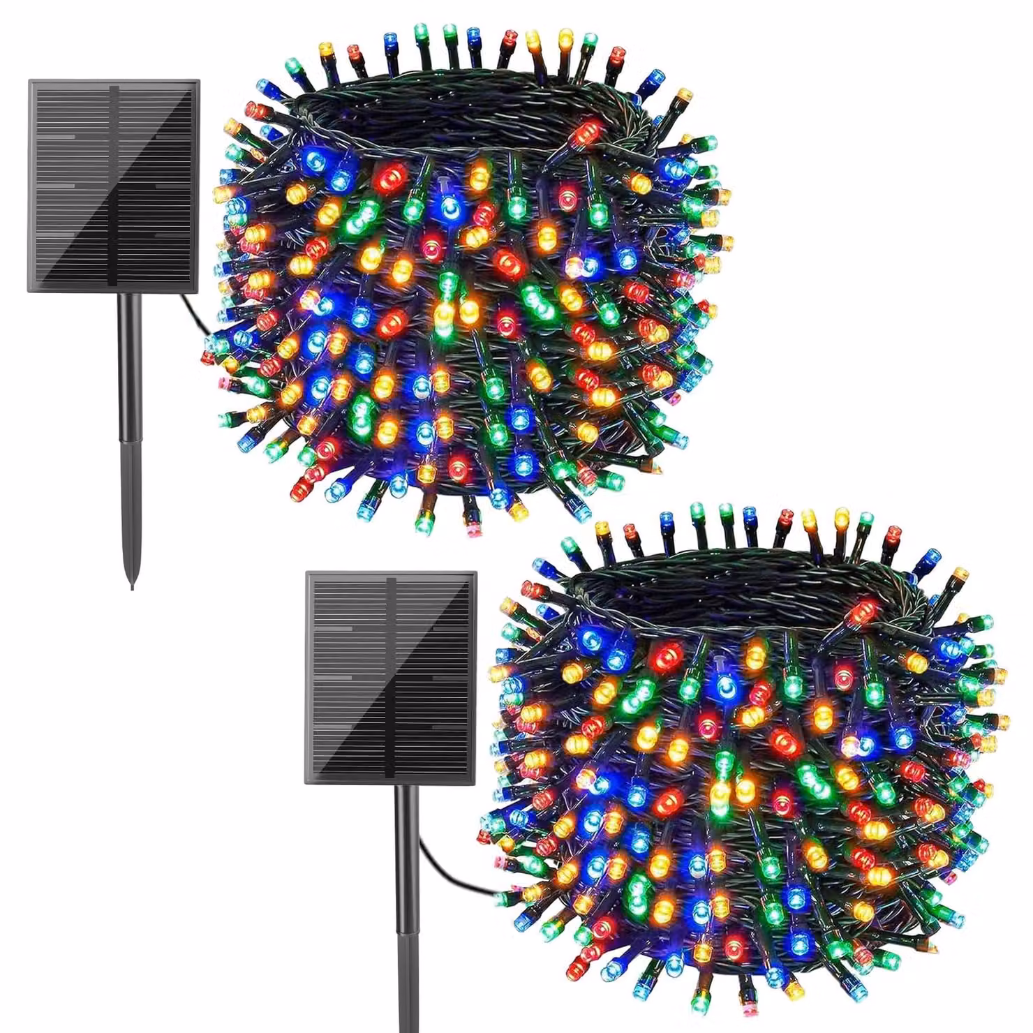 Catena luminosa solare, 2 x 22 metri, 200 LED, 8 modalità, grado di protezione IP65, per uso esterno