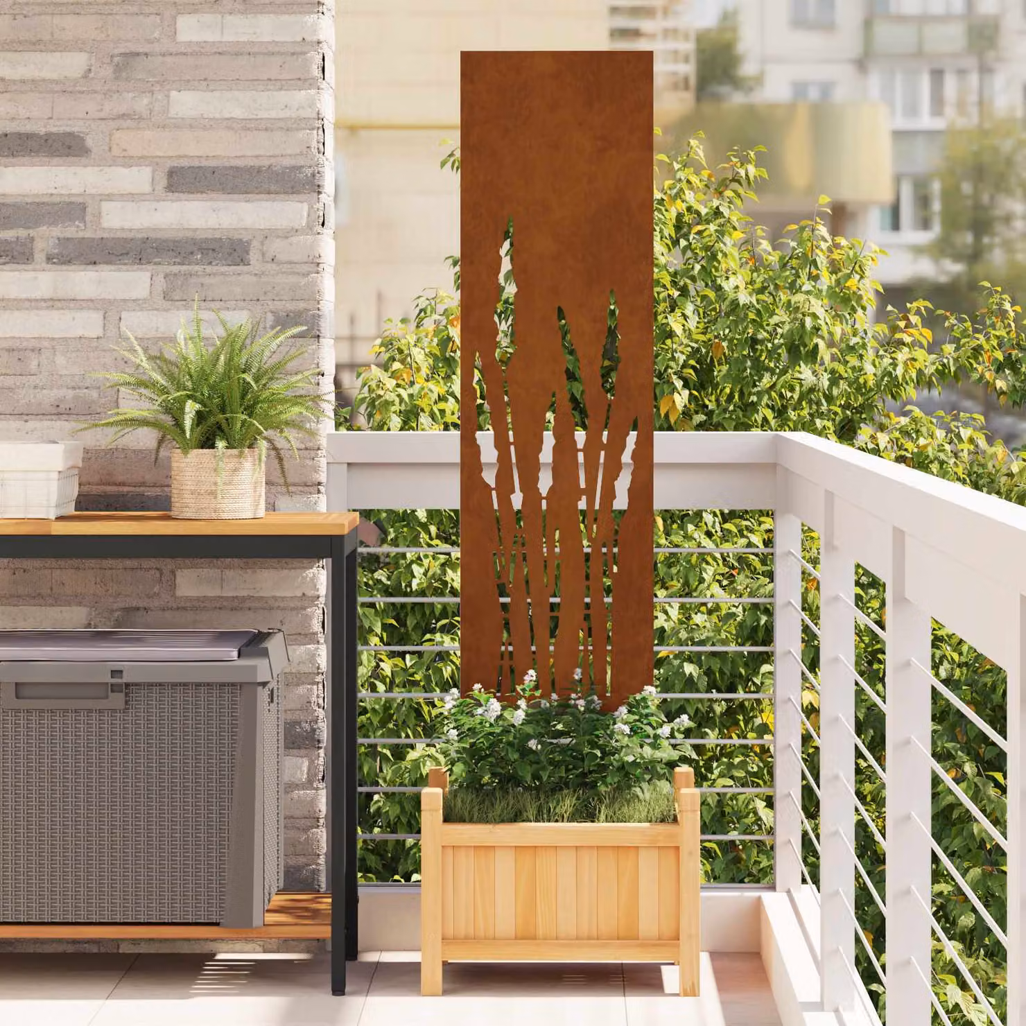 Paravent per privacy in giardino vidaXL in acciaio, colore marrone, L: 32 cm, H: 140 cm