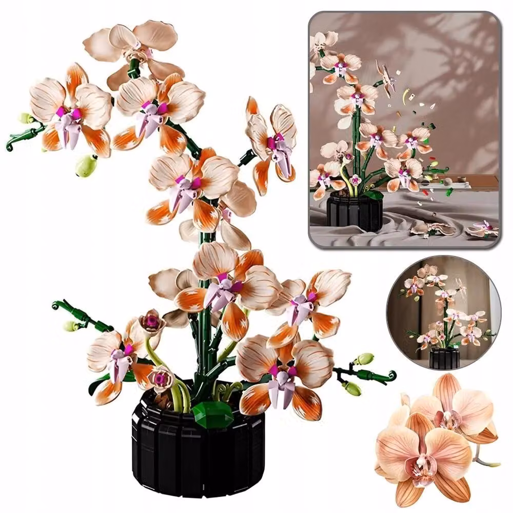 Kit per la creazione di fiori artificiali - Elementi per costruire orchidee - Bonsai floreale - Plastica - Assemblaggio fai-da-te - Decorazione d'interni - Multicolore