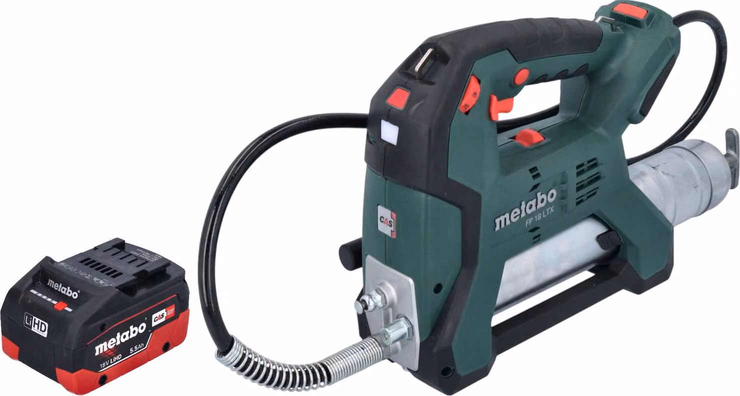 Pompa per grasso a batteria Metabo FP 18 LTX 18 V 690 bar + 1x batteria LiHD 5,5 Ah - senza caricabatteria