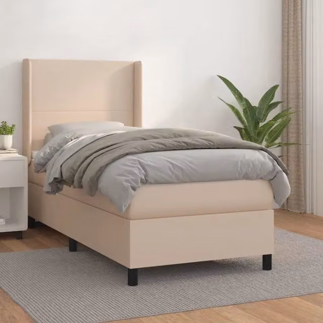 Giroletto a Molle con Materasso-Struttura Letto Cappuccino 90x190 cm Similpelle 453824