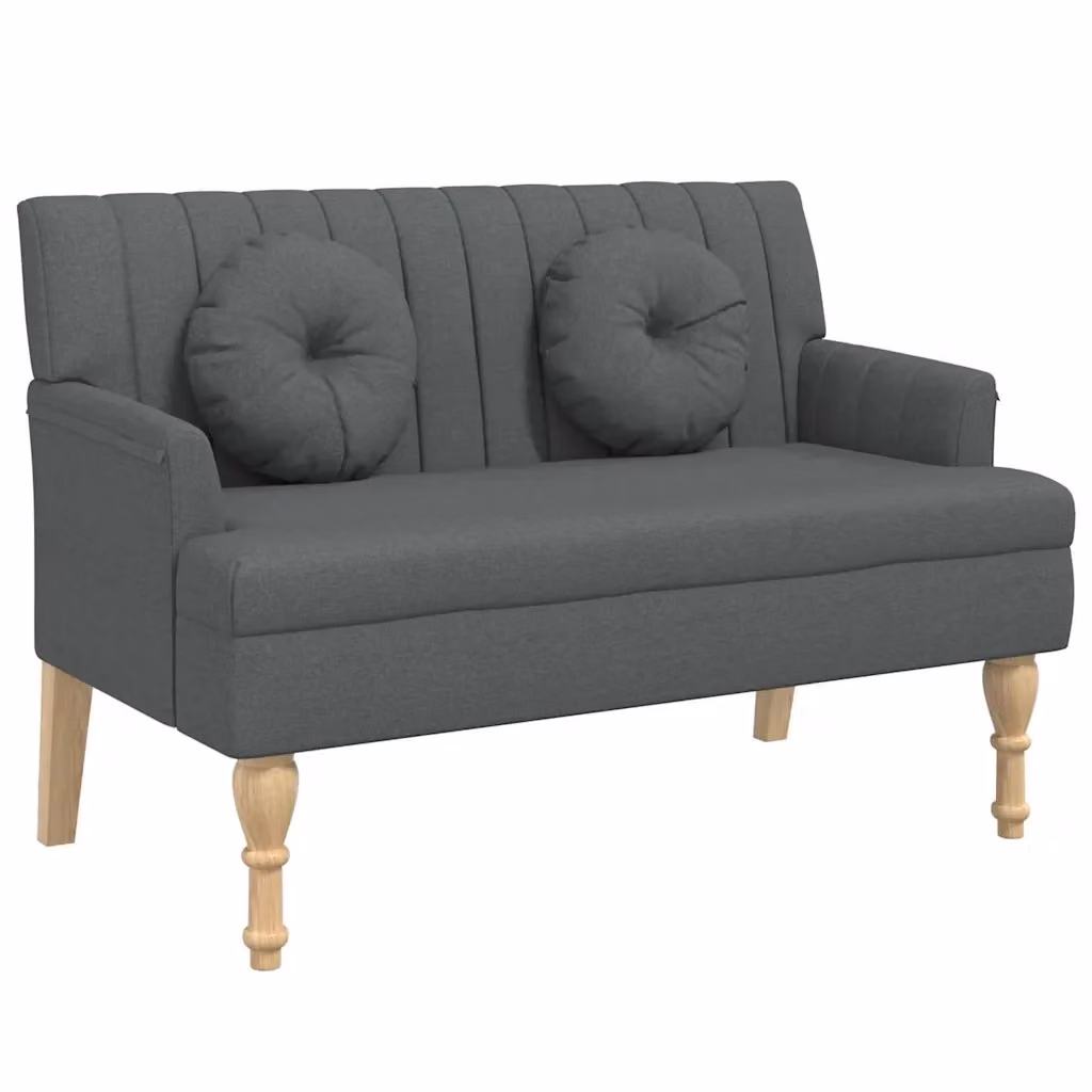 Panca con Cuscini Design Mania Grigio Scuro in Tessuto e Legno L: 113 cm, P: 64,5 cm, H: 75,5 cm – 2