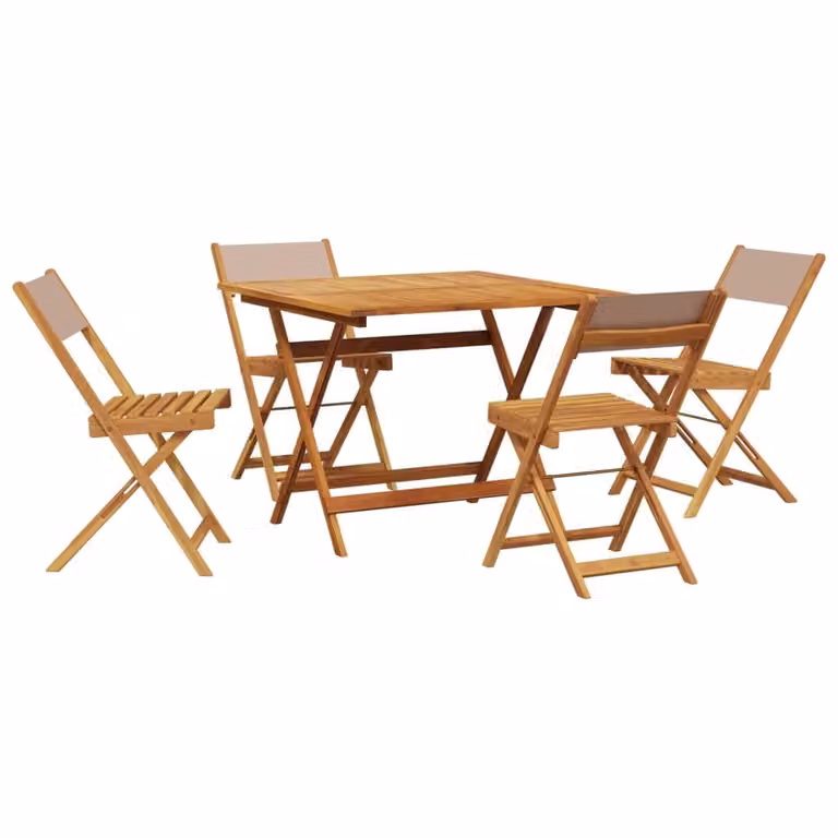 Set da Pranzo da Giardino 5 pz Tortora Tessuto e Legno Massello