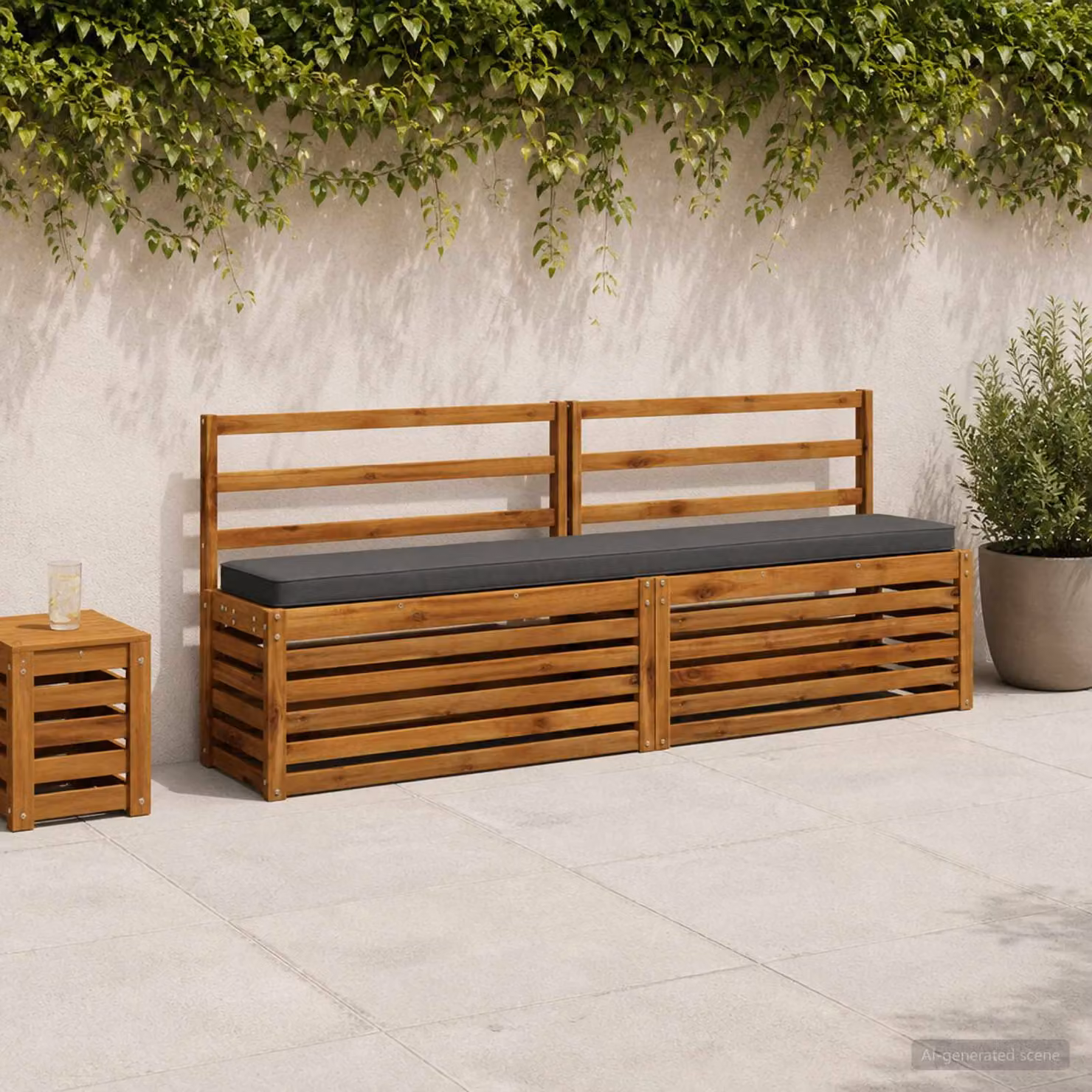 Set di 2 cuscini per panchina vidaXL in poliestere color antracite con rivestimento rimovibile e resistente ai raggi UV