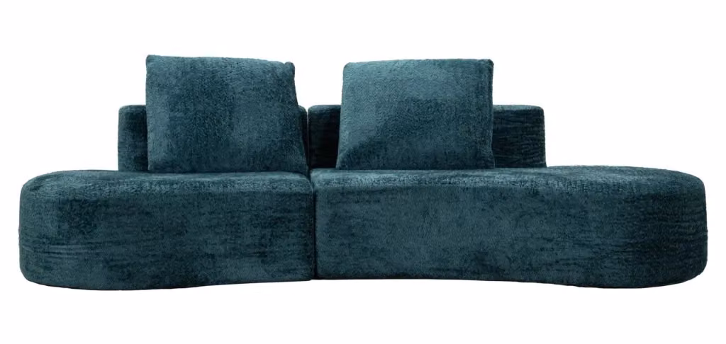 Divano Island GIORDANOSHOP colore Petrolio e Verde acqua in tessuto e spugna L: 238 cm, P: 92 cm, H: 78 cm – 2
