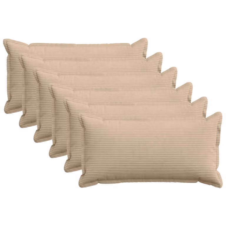Set di 6 federe vidaXL HOUTEN in velluto a coste, colore tortora, 40 x 80 cm