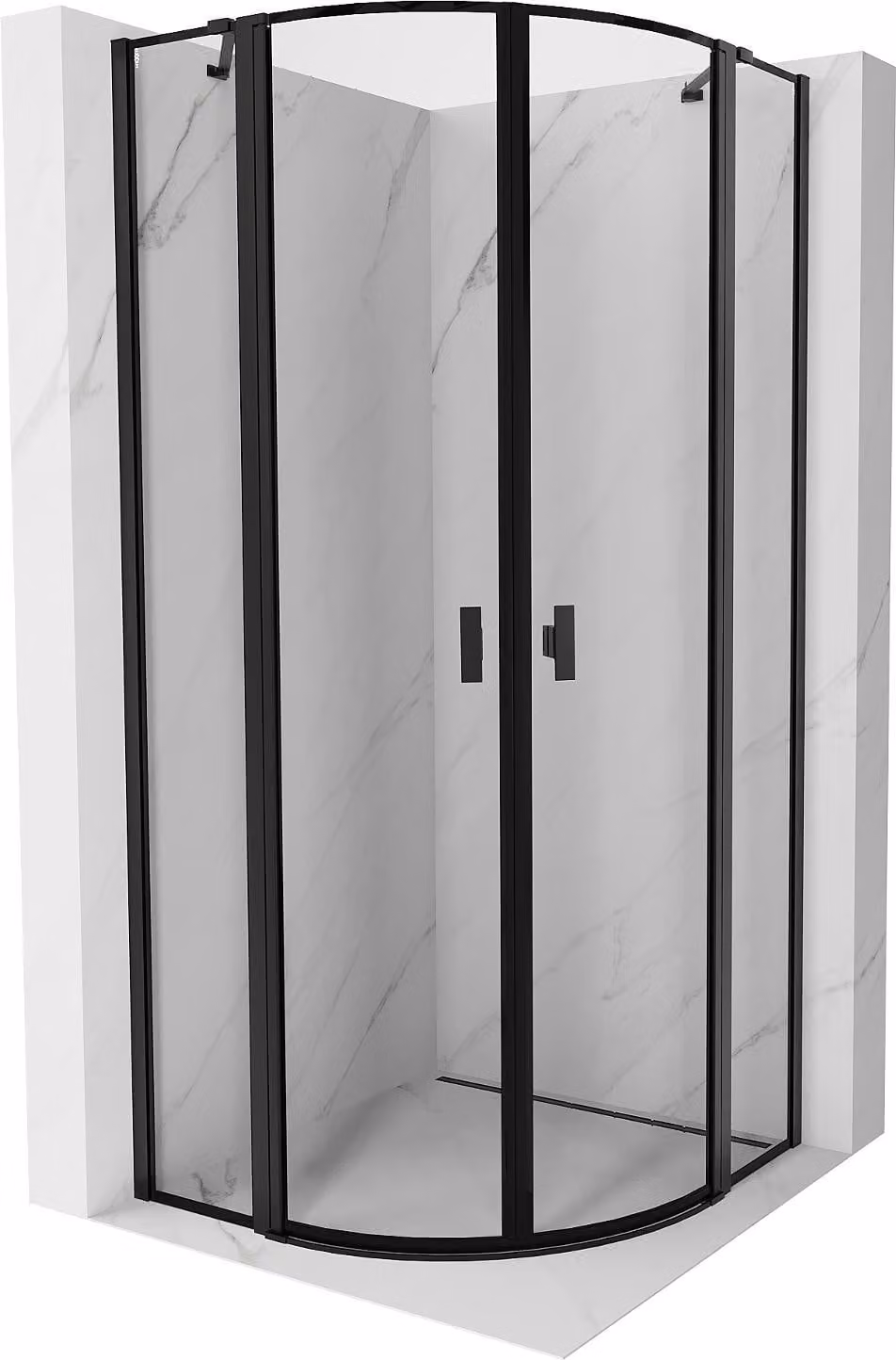 Mexen Mist cabina doccia semicircolare a battente 100 x 100 cm, cornice nera, nera - 8A32-100-100-70-70