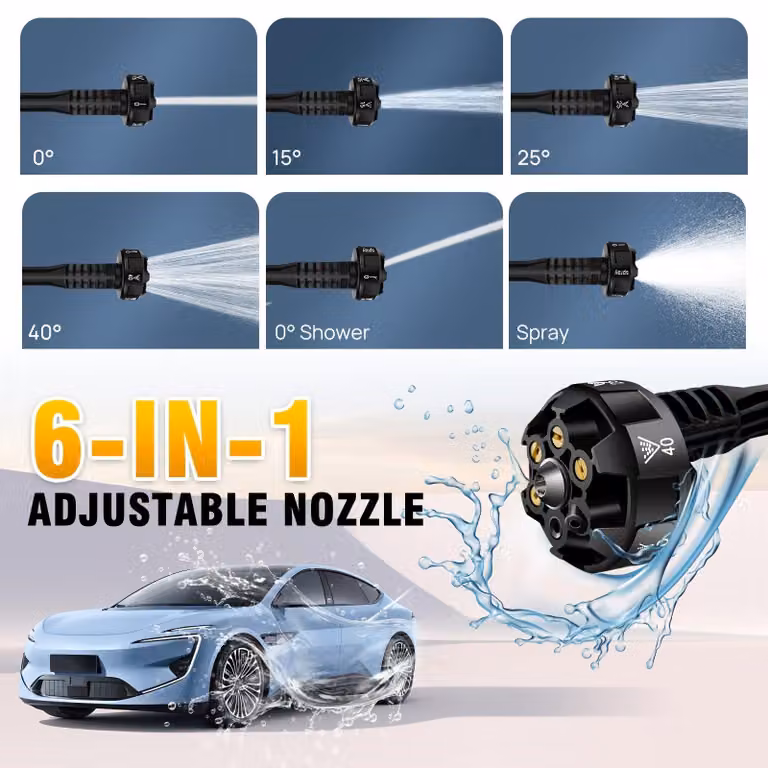 Idropulitrice portatile – Idropulitrice a batteria senza fili – 45 bar – 2 batterie agli ioni di litio – Include tubo flessibile da 5 metri