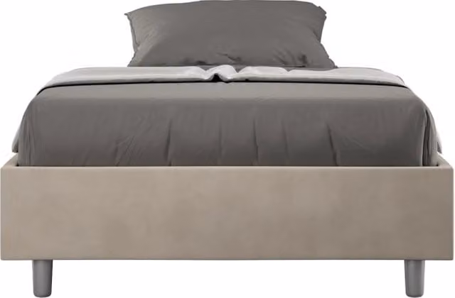 BS COM Letto una piazza e mezza senza rete imbottito 110x190 microfibra sabbia