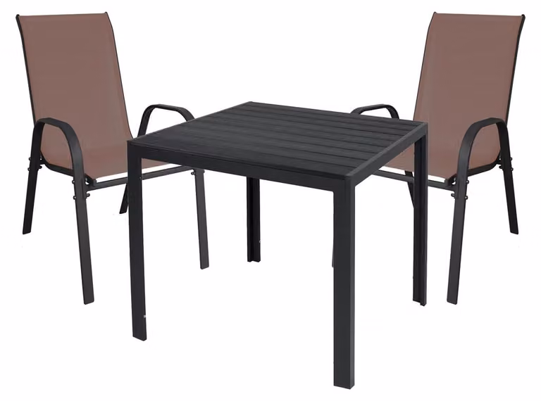 Set da giardino Set di sedute 3 pezzi 90x90cm Nonwood Antracite / Nero