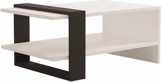 Tavolo basso Funda in legno in stile scandinavo, colore antracite e bianco, L 80 cm x P 55 cm x H 35 cm – 1