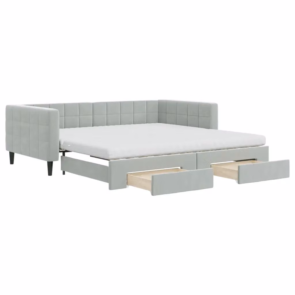 Divano Letto Estraibile vidaXL in Velluto Grigio con Cassetto per Soggiorno e Camera da Letto L/P: 100 x 200 cm
