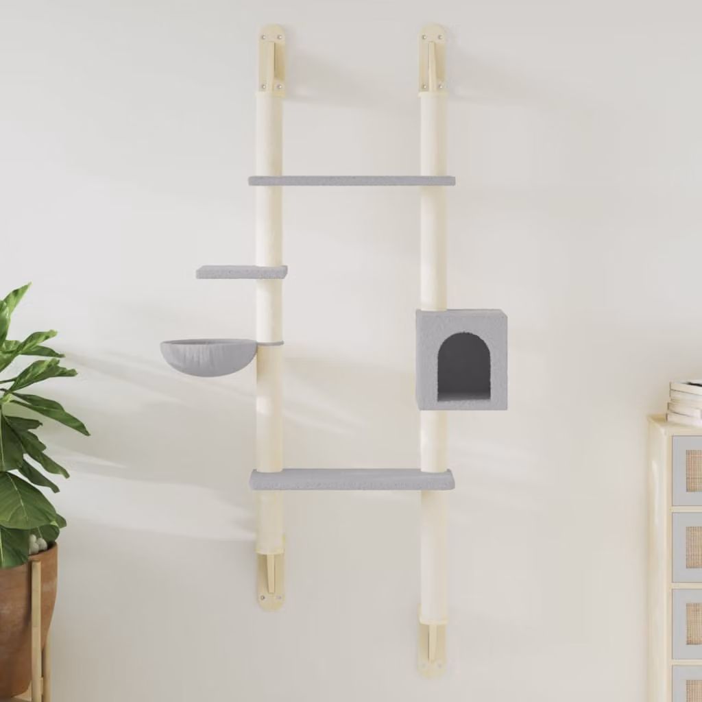 Albero per gatti vidaXL con tiragraffi in sisal e cucce, Grigio Chiaro, Altezza: 180 cm