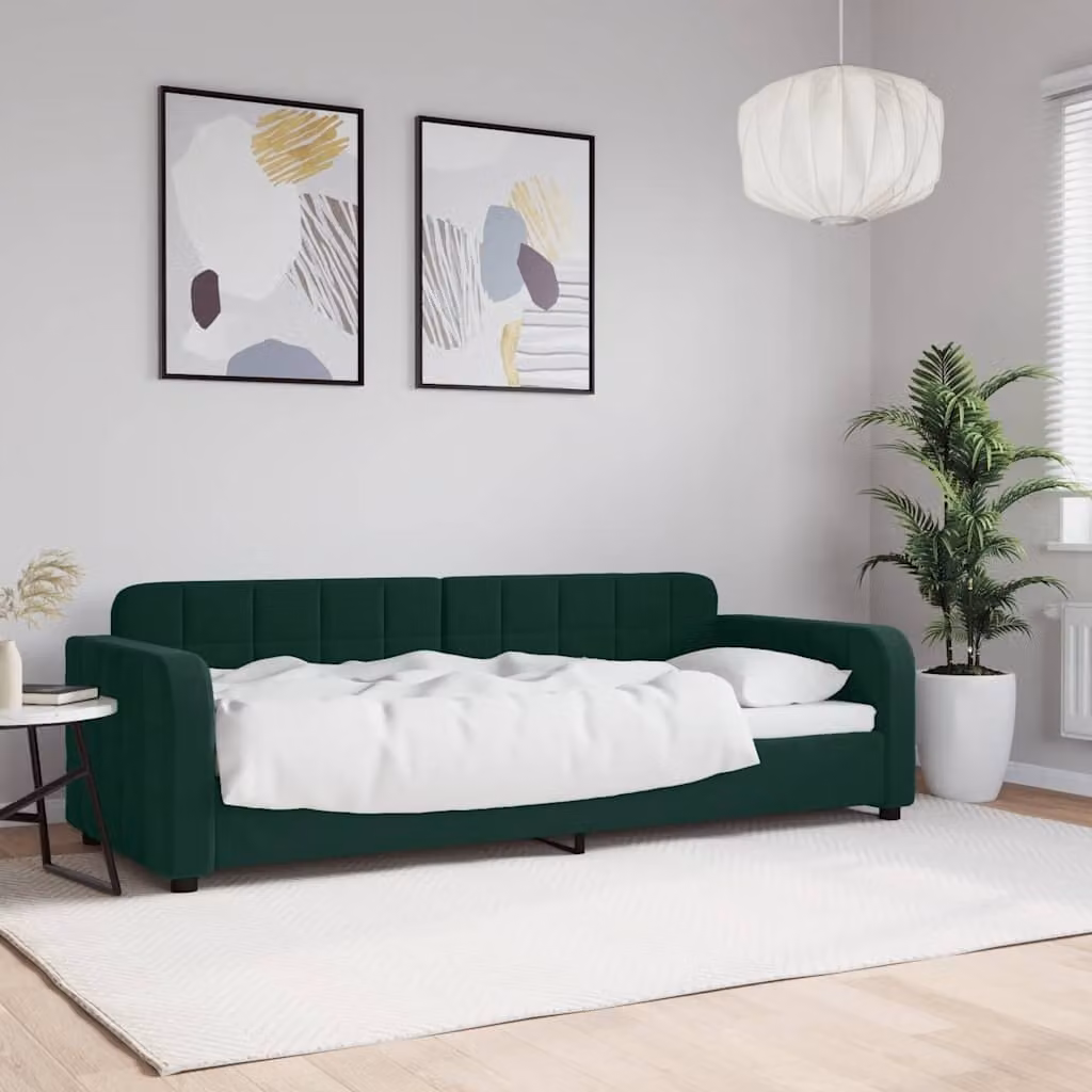 Letto da giorno vidaXL in velluto verde con struttura in legno e metallo L/P/H: 200 x 80 x 71 cm