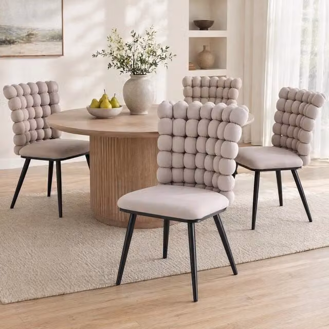 Set da 2 sedie da pranzo REDOM in velluto grigio chiaro con struttura in metallo, H 71 x L 57 x P 54 cm