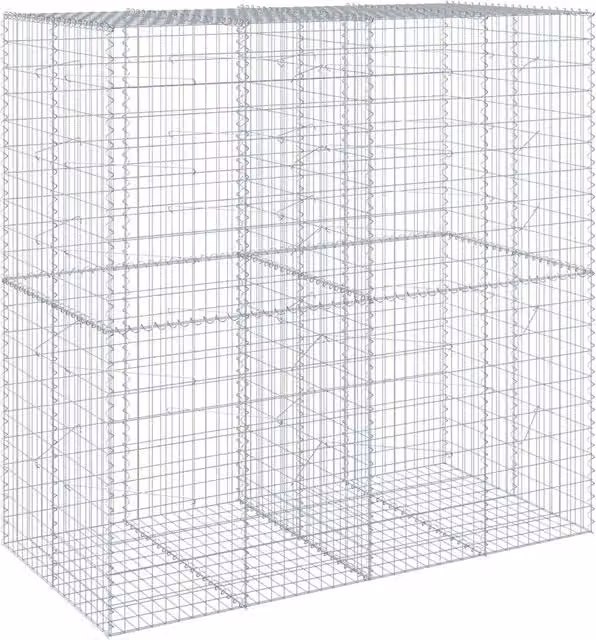 Cesto Gabbione con Copertura 200x100x200 cm in Ferro Zincato