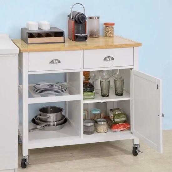 Carrello da Servizio - 2 Ripiani di Magazzino - 2 Cassetti - 93x89x51 cm