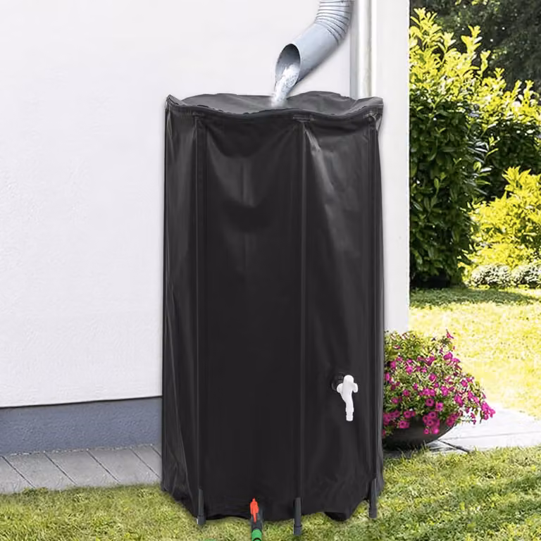 Serbatoio per acqua vidaXL in PVC nero con rubinetto e filtro, capacità 380 l