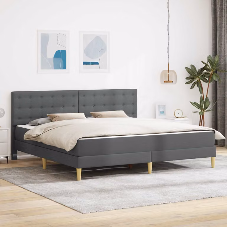 Struttura letto con materasso vidaXL in tessuto Grigio, L 180 x P 200 cm
