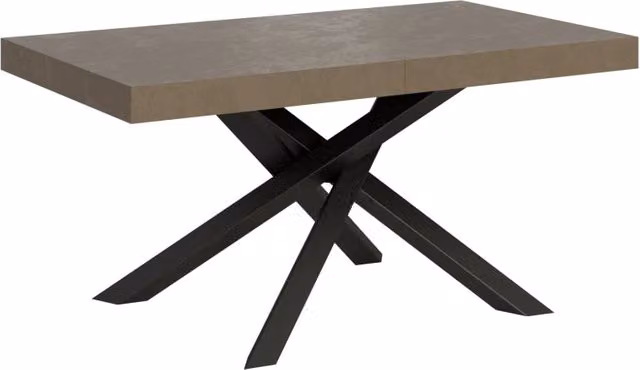 Tavolo allungabile moderno GIORDANOSHOP con piano in MDF laminato opaco, colore grigio e telaio antracite, L: 160-264 cm, P: 90 cm, H: 77 cm