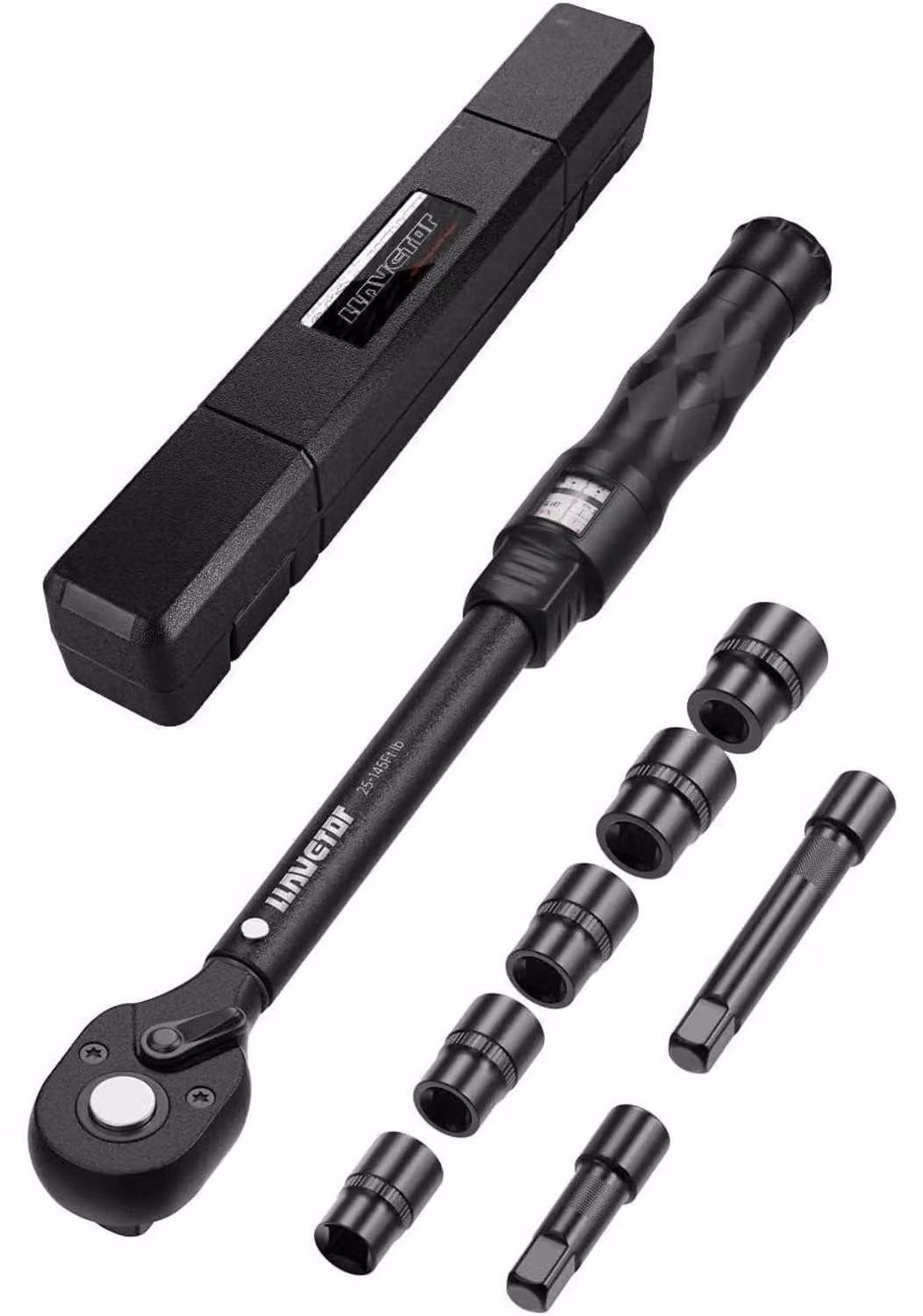 Chiave dinamometrica da 1/2", con coppia da 30-210 Nm, set da 8 pezzi con bussole e prolunghe
