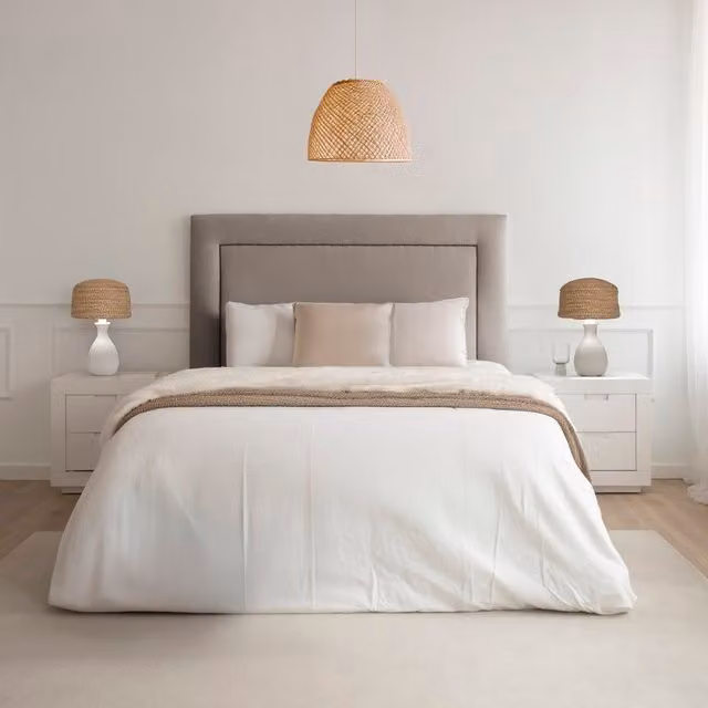Testata imbottita Volga Banak per letto da 90 cm, colore grigio, design moderno in tessuto
