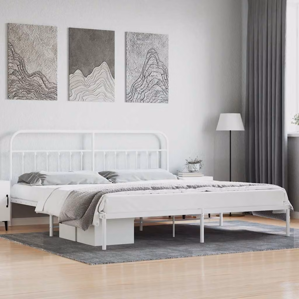 vidaXL Giroletto con Testiera in Metallo Bianco L/P: 200 x 200 cm