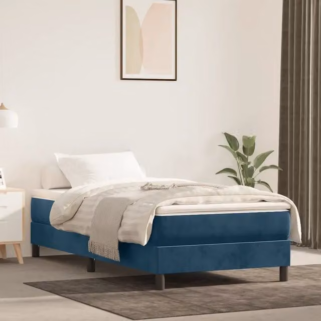 Giroletto a Molle con Materasso-Struttura Letto Blu Scuro 100x200 cm in Velluto 569409
