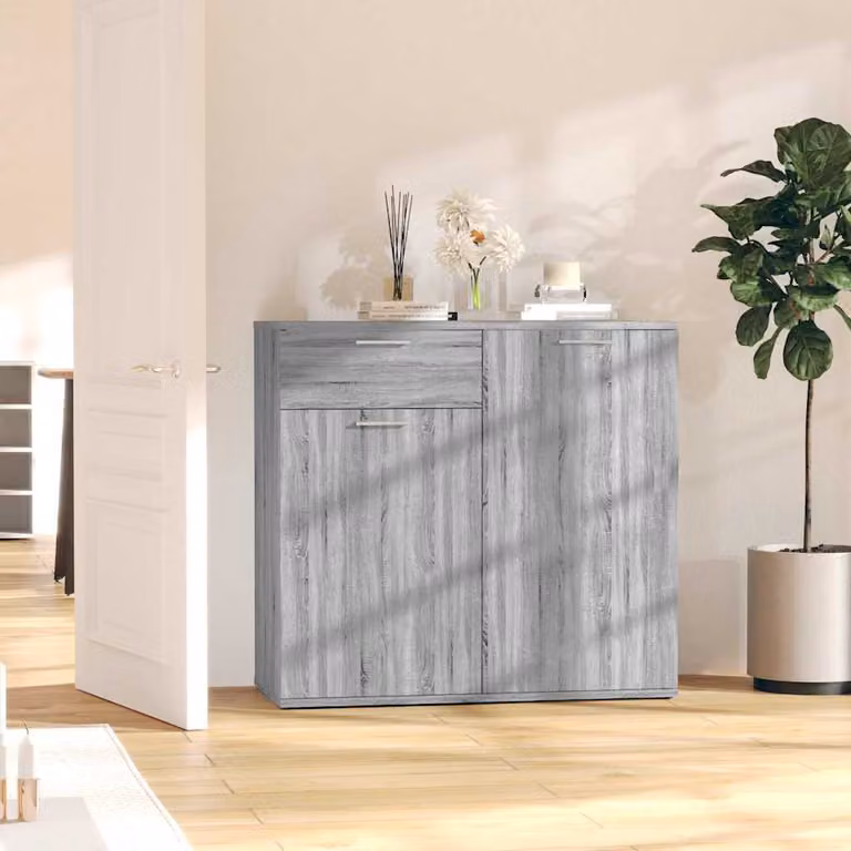 Credenza vidaXL in legno multistrato e MDF Grigio Sonoma, L 80 x P 36 x H 75 cm