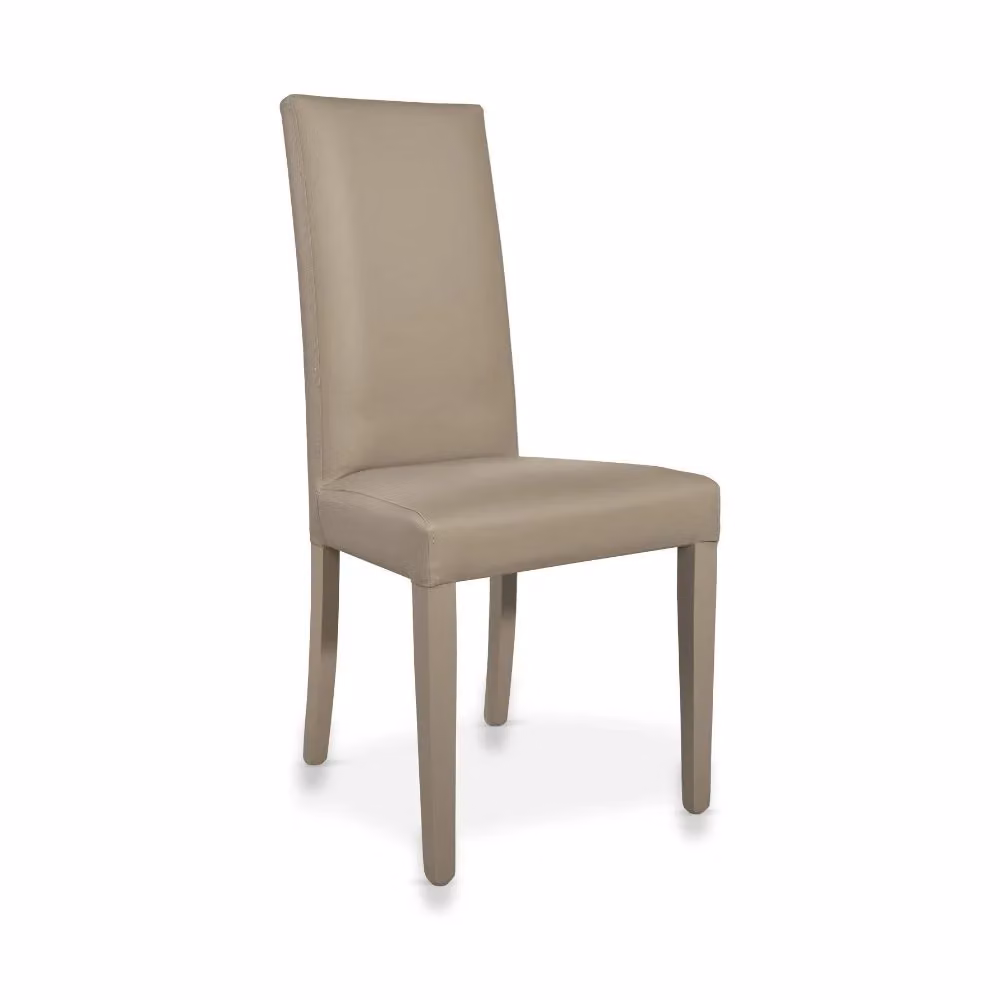 Set di 2 sedie Nancy in ecopelle colore beige con struttura in legno di faggio e finitura opaca – 2