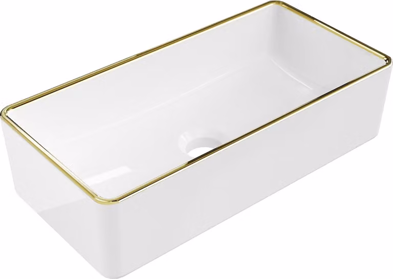 Mexen Nadia lavandino da appoggio 46 x 23 cm, bianco/oro bordo - 21614605
