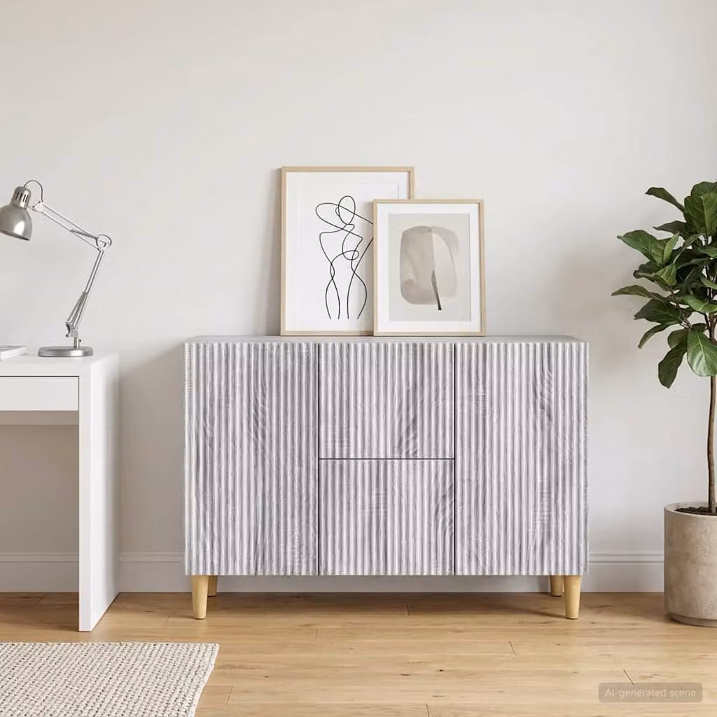 Credenza moderna vidaXL in legno ingegnerizzato grigio Sonoma, L 89 x P 34,5 x H 60 cm