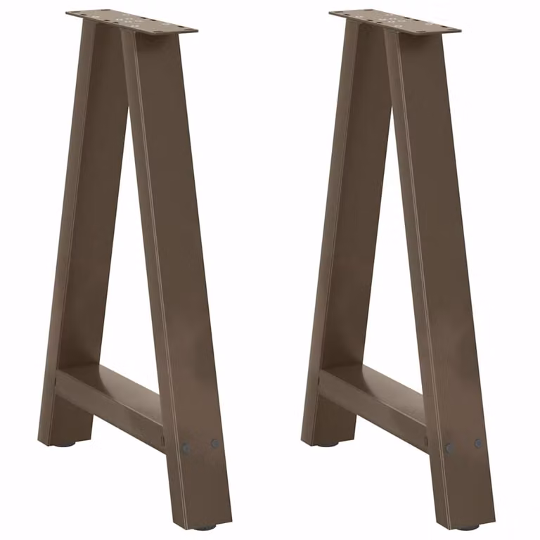 Coppia di gambe per tavolo da pranzo a forma di A vidaXL in metallo marrone opaco, H: 72-73 cm, L: 60 cm