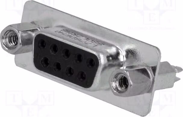 1x connettore D-Sub, femmina, diritto, 9 pin, per montaggio a foro (THT), modello L77SDEH09SOL2RM8. Connettore D-Sub