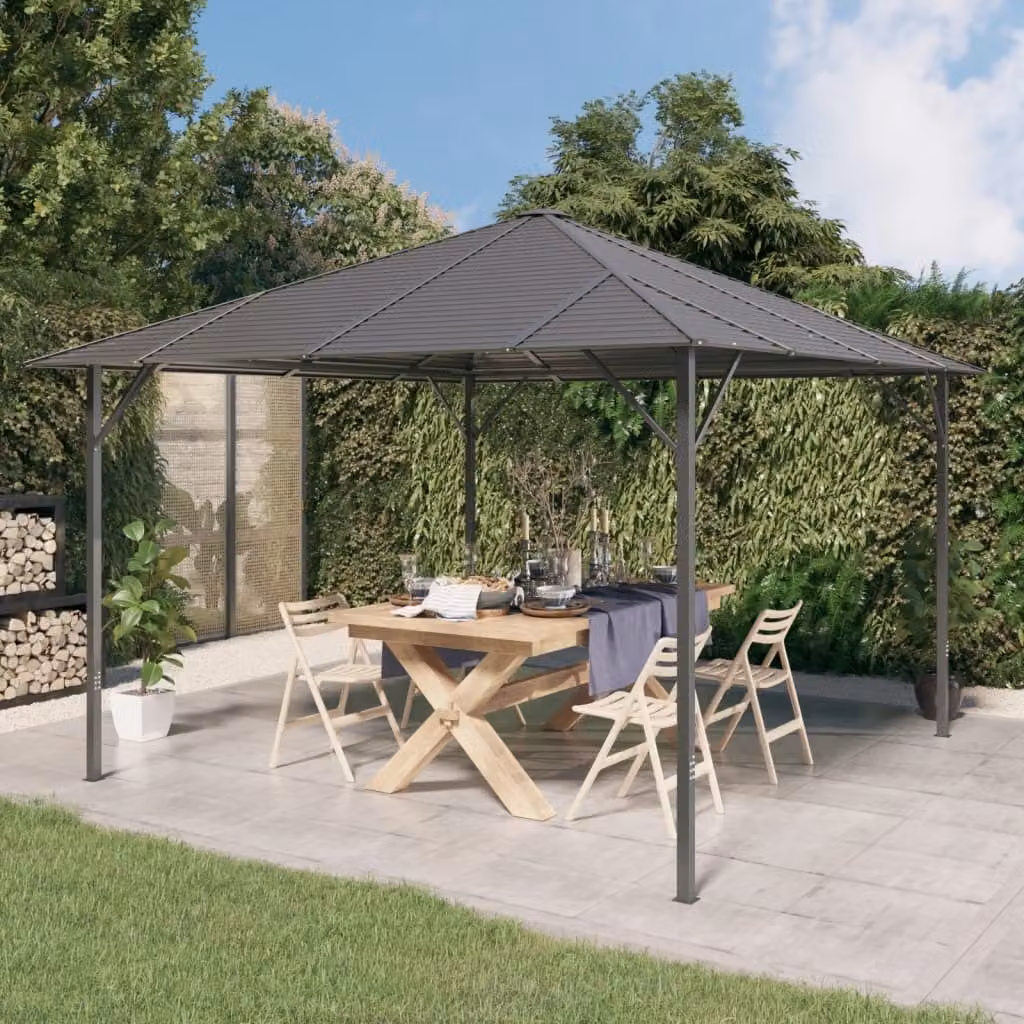 The Living Store Pavillon mit Dach 3x3 m Anthrazit